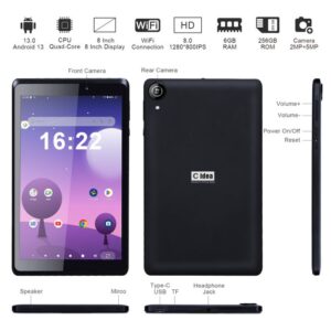 C Idea 8 Inches Reading Tablets,Portable Android 13 Tablets WiFi Tablet Touch Screen,8MP Rear Cameras,5000mAh Battery Tablet