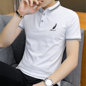 Men's Fashion Polo Shirt Business Casual T-shirt - White